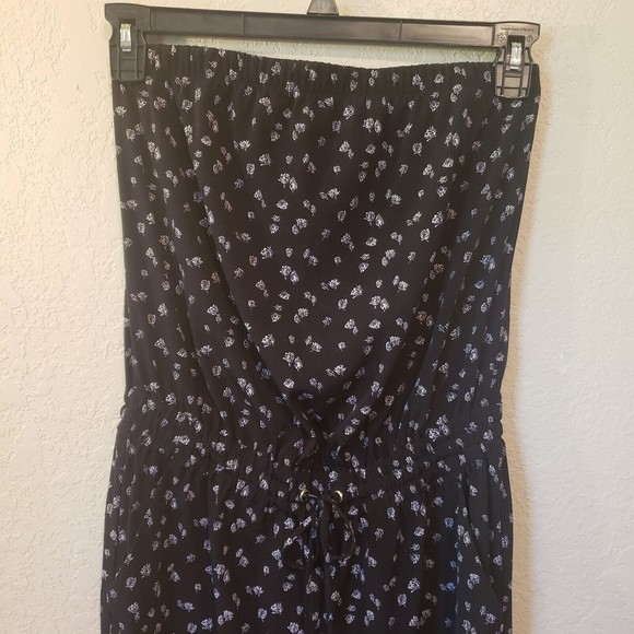 EXPRESS Women's Strapless Black White Floral Drawstring Waist Jumper Size XS - Picture 6 of 10